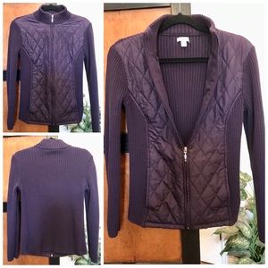 Croft and Barrow women’s small purple quilted knit sweater jacket